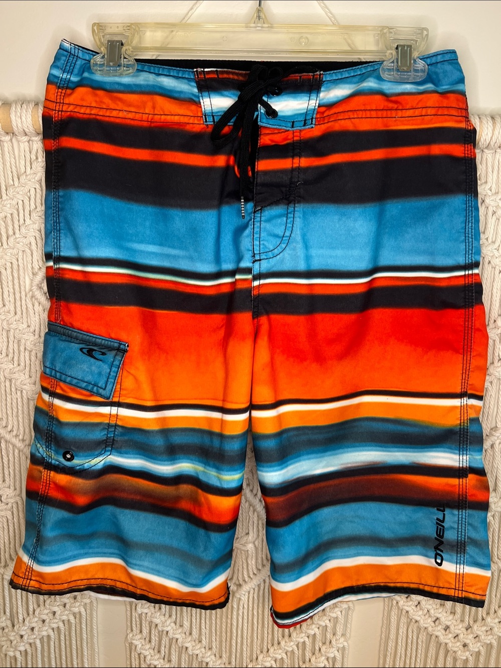 O'Neill Men's Blue & Orange Striped Board Shorts